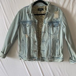 NEW PacSun Cheetah Lined Jean Jacket Fits Medium